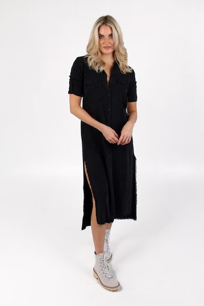 Bella Dahl Maxi Shirt Dress Vintage Black