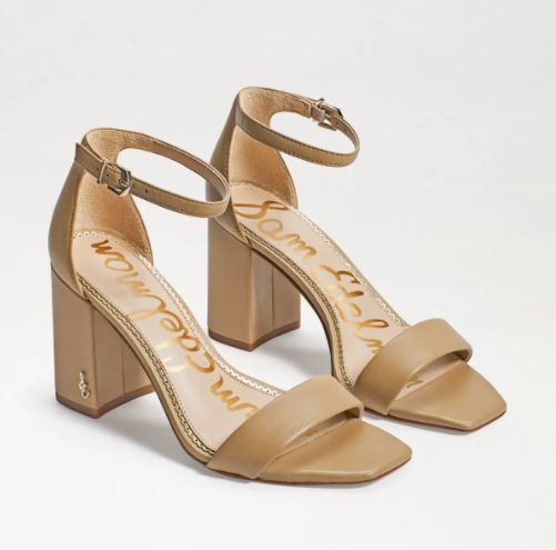 Sam Edelman Daniella Block Heel Beige Leather