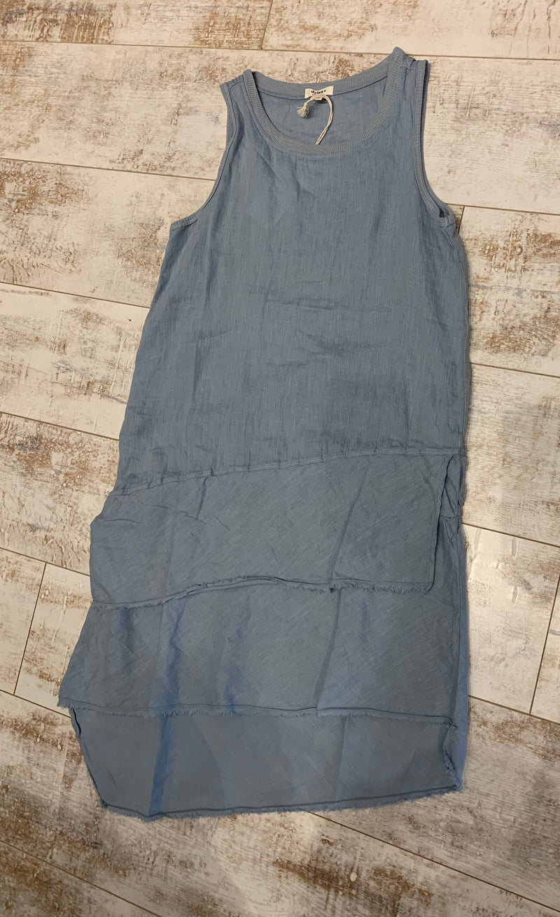 Dylan Double Layer Fray Hem Dress Denim