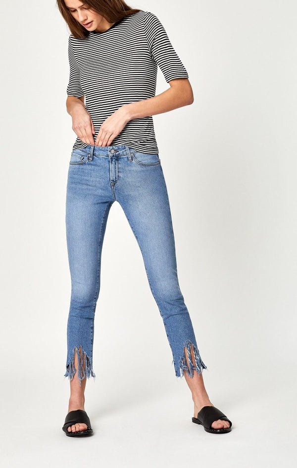 Mavi Adriana Ankle Mid Rise Super Skinny In LT Fringe 90's