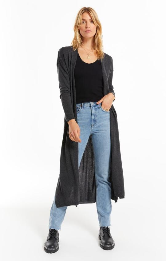 Z Supply Devlyn Long Cardigan Heather Black