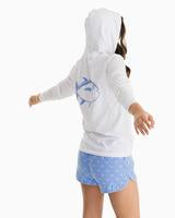 Southern Tide Distressed Skipjack Hoodie Long Sleeve T-Shirt Classic White