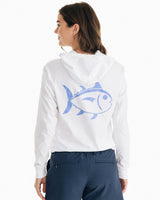 Southern Tide Distressed Skipjack Hoodie Long Sleeve T-Shirt Classic White