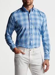 Peter Millar Walker Cotton-Stretch Sport Shirt Cottage Blue