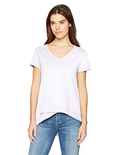 Dylan Soft Slub Asymetrical S/S V-Neck White