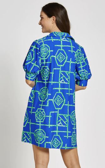 Jude Connally Emerson Dress Lightweight Jude Cloth Cobalt/Grass