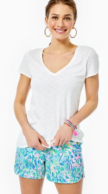 Lilly Pulitzer Etta V-Neck Top Resort White