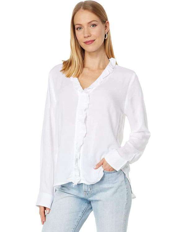 Dylan Everly Ruffle Blouse White