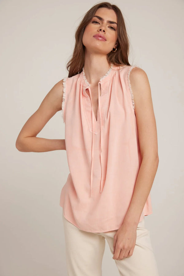 Bella Dahl Sleeveless Fray Edge Pullover Sunset Coral