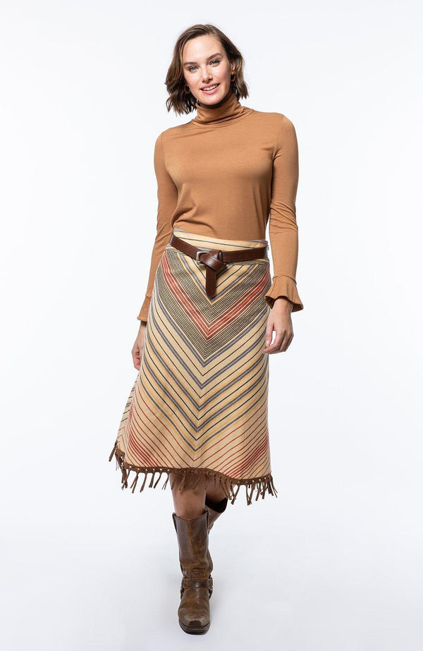 Tyler Boe Striped Skirt with Fringe