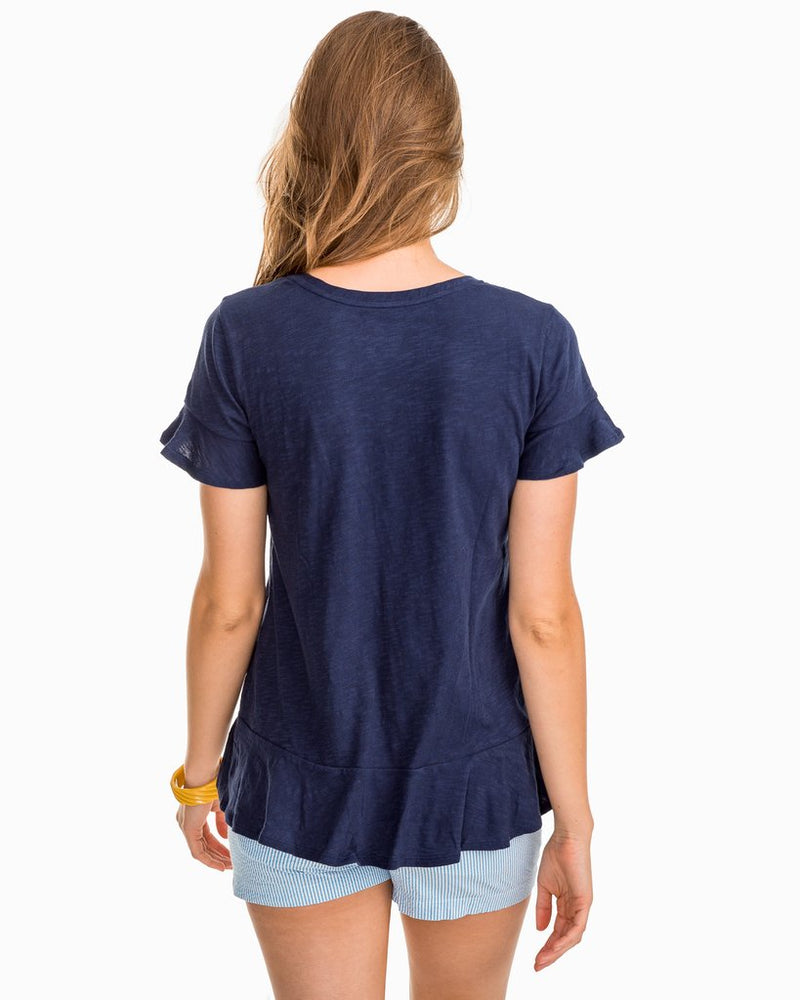 Southern Tide Gemma Peplum Top - Nautical Navy