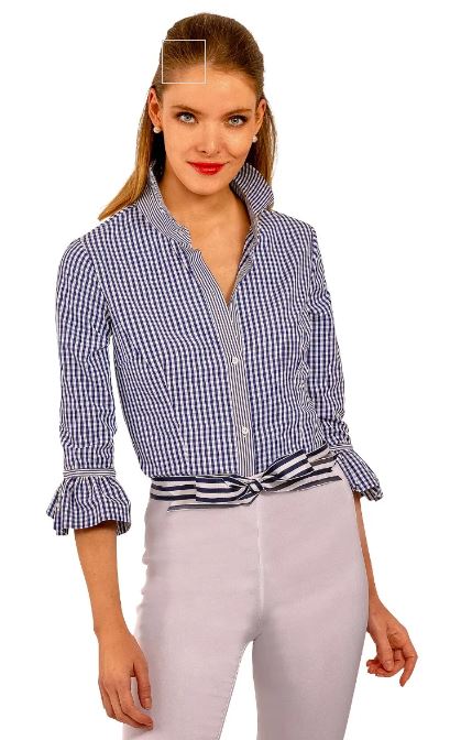 Gretchen Scott Priss Blouse Gingham Navy