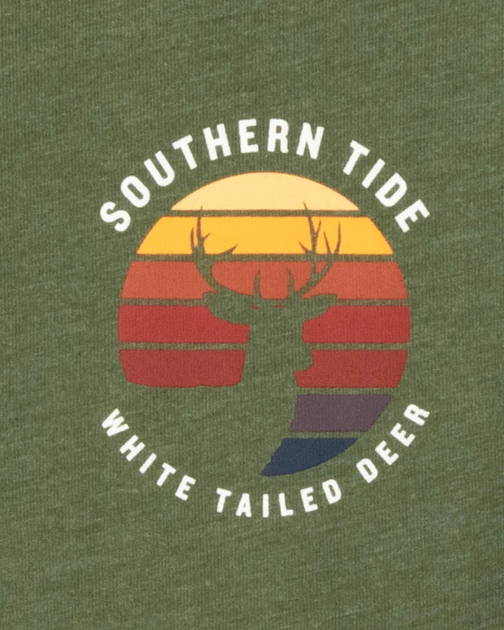 Southern Tide Heather Prey Deer Long Sleeve T-Shirt Heather Hunter Green