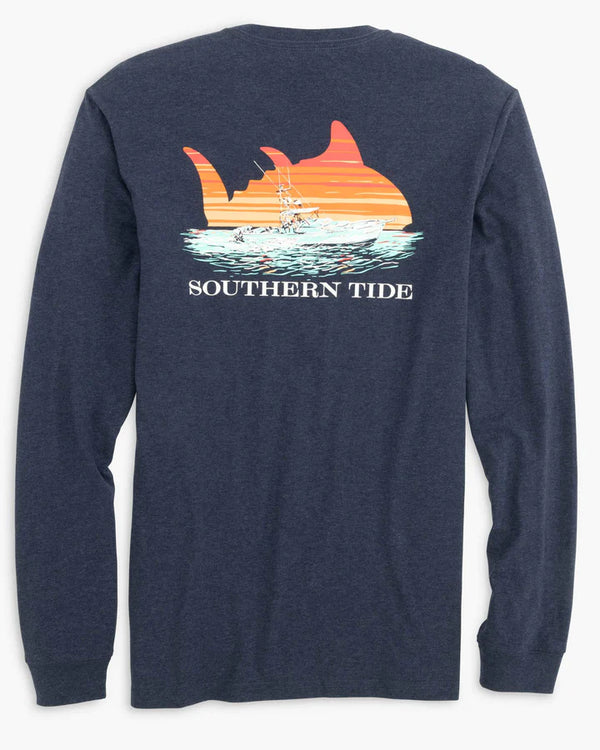 Southern Tide Heather Speedboat Sunset Long Sleeve T-Shirt Heather True Navy