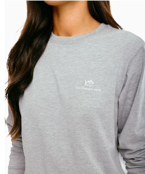 Southern Tide Off-Road Long Sleeve Sunset Heather T-shirt Heather Grey
