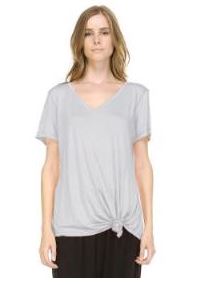 JOH Kendall V-Neck Short Sleeve Top Heather Grey