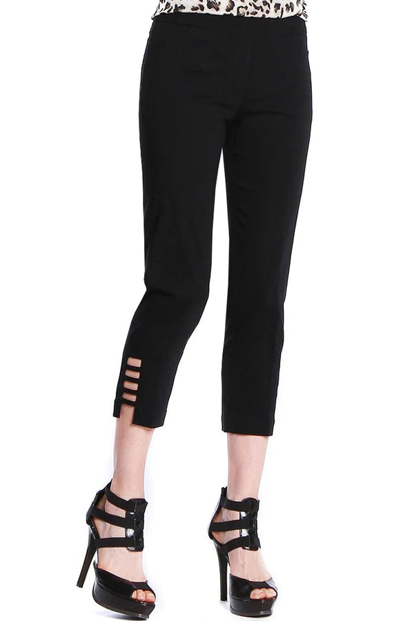 Slimsation Pull-On Crop Pant With Pockets & Strap Hem Vents Black