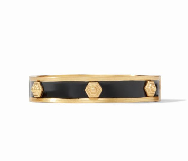 Julie Vos Palladio Enamel Hinge Bangle Gold Obsidian Black