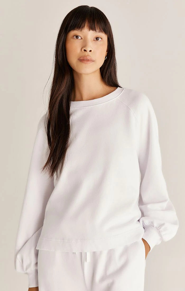 Z Supply Blythe Washed Sweatshirt White