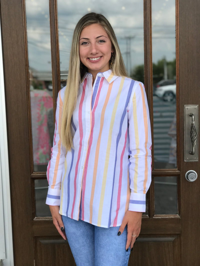 Tyler Boe Oxford Cotton Stripe Workshirt Blue Iris