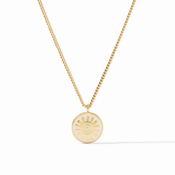 Julie Vos Soleil Solitaire Necklace Ivory Enamel