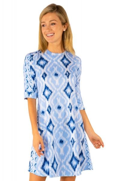 Gretchen Scott Swinger Dress Kitt Ikat Blues