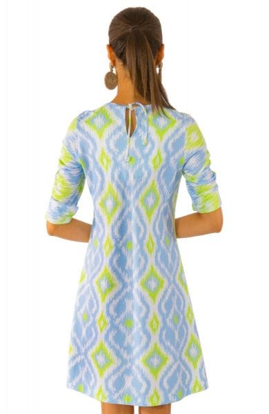 Gretchen Scott Swinger Dress Kitt Ikat Periwinkle/Lime