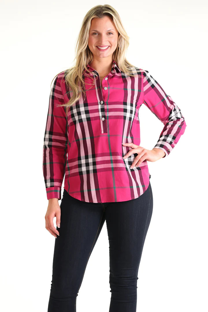 Duffield Lane Jewel Point Tunic Pink Plaid