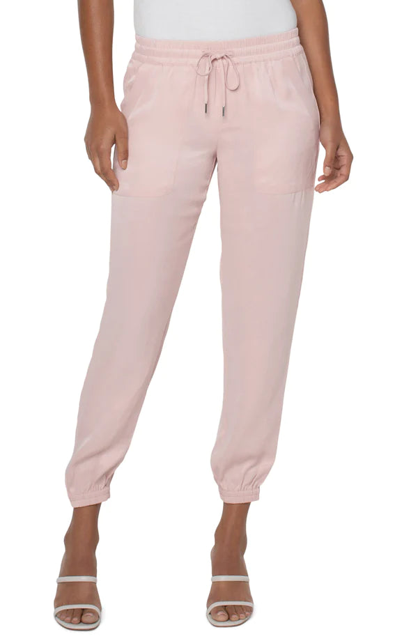 Liverpool Easy Fit Elastic Crop Jogger Ballet Pink