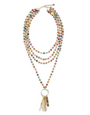 WorldFinds Charmed Pendant Kantha Multistrand Necklace
