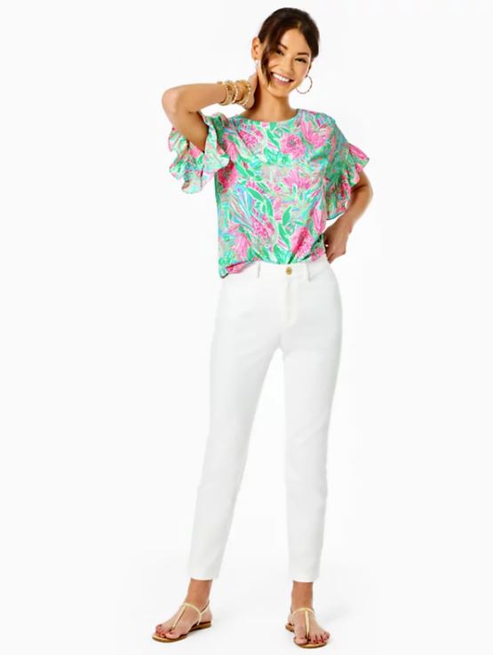 Lilly Pulitzer 29" Kelly Stretch Pant Resort White  *