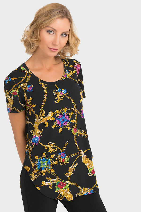 Joseph Ribkoff Black/Multi Top Style 193678