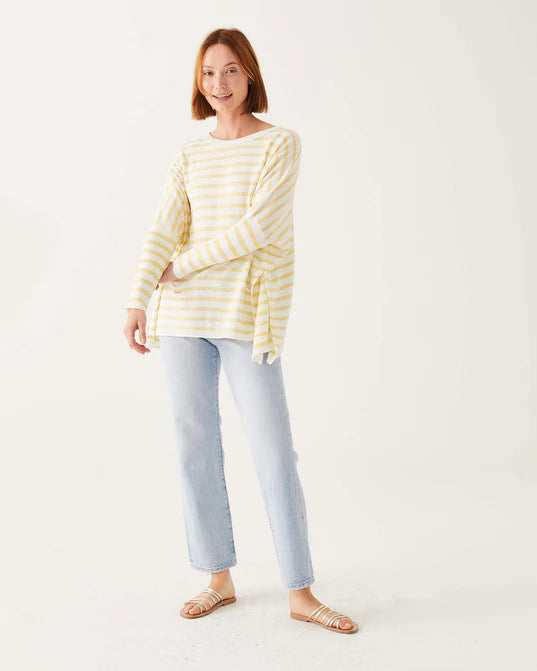 Mersea The Catalina Travel Sweater White/Limoncello Stripe