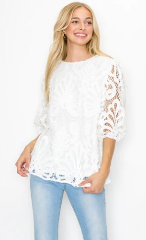 JOH Lily Lace Top White