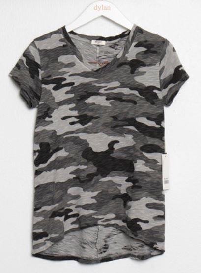 Dylan Camo Crossover V-Neck Tee Linen Grey