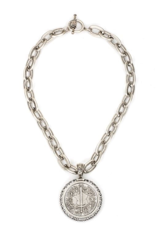 French Kande Lourdes Chain With Du Terre Medallion and Euro Crystal