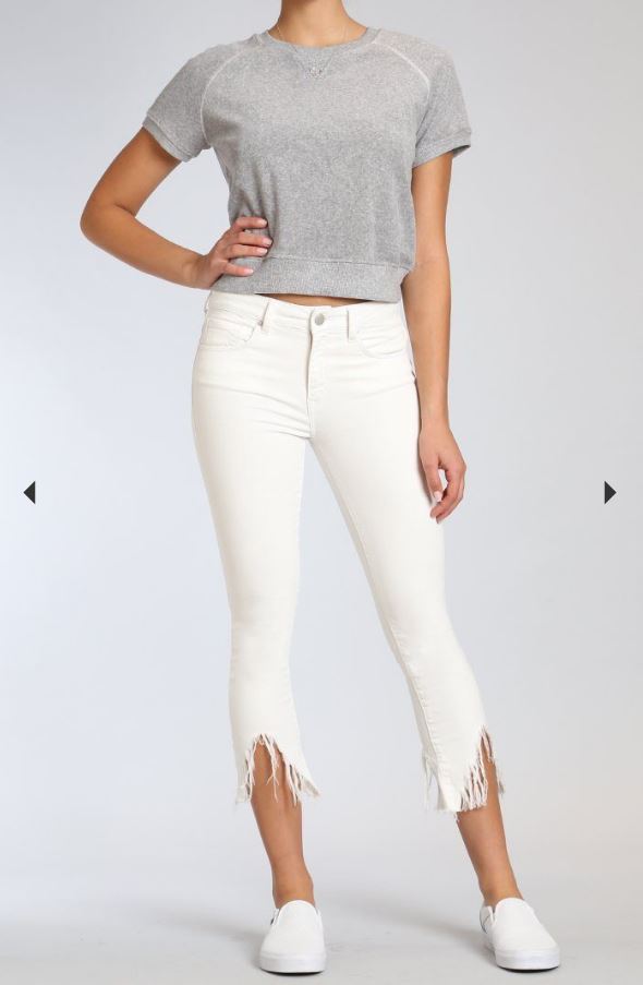 Mavi Tess High Rise Skinny White Fringe Vintage