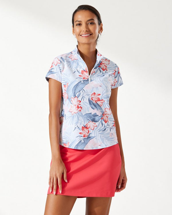 Tommy Bahama Aubrey Delicate Flora IslandZone® Mock Cap-Sleeve Top Blue Muscari