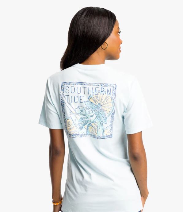 Southern Tide Short Sleeve Mojito Moments Tee Iced Aqua