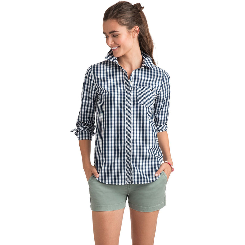 Vineyard Vines Relaxed Seabreeze Gingham Pocket Button-Up Deep Bay