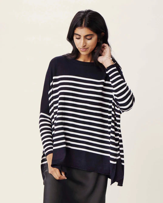 Mersea The Catalina Travel Sweater Navy/Ink Stripe