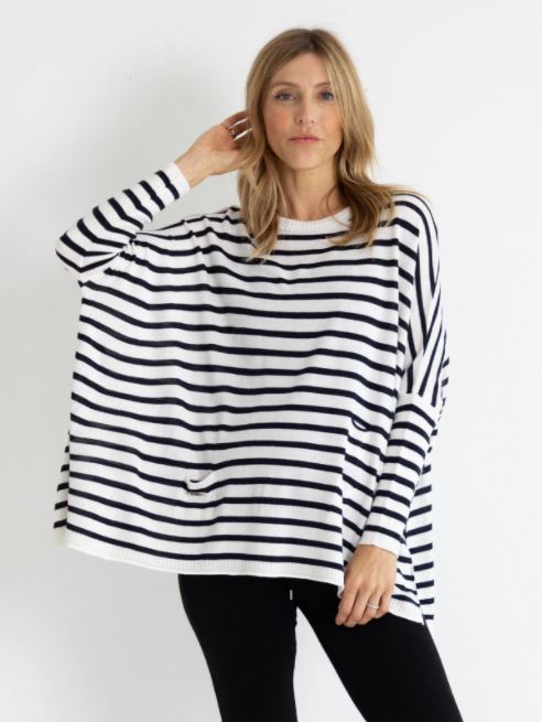 Mersea The Catalina Travel Sweater White/Navy Stripes