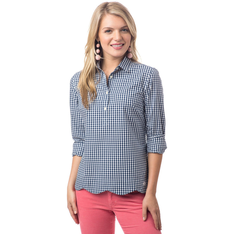 Southern Tide Nautical Navy Gingham Button Up