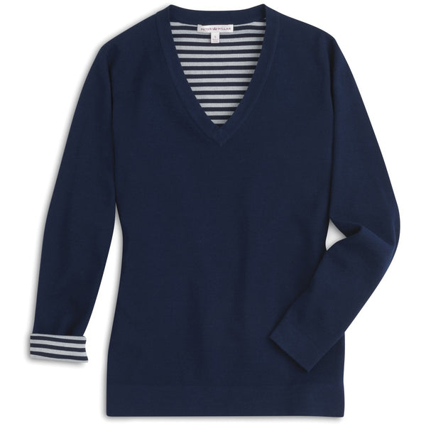 Peter Millar V-Neck Cotton-Poly-Plaited Sweater