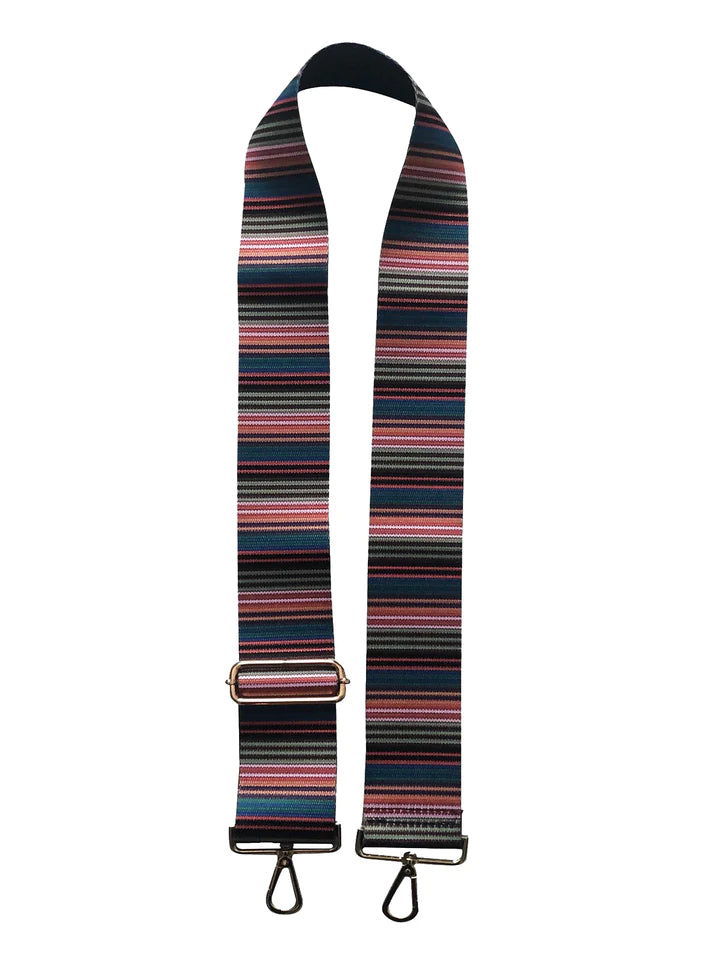 Ahdorned Multi Horizontal Stripe Adjustable Strap - Multi with Gold Hardware