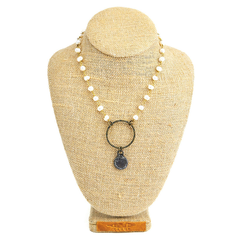 Canoe Pearl Chain With Circle & Soldered Coin