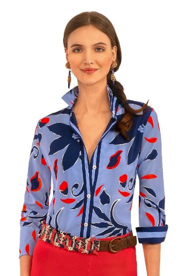 Gretchen Scott Boyfriend Shirt - Full Bloom Periwinkle