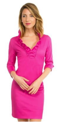 Gretchen Scott Ruffneck Jersey Dress Solid Pink/Green – Dan's Southern Prep