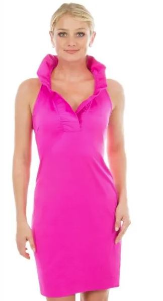 Gretchen Scott Jersey Ruffneck Sleeveless Dress Pink