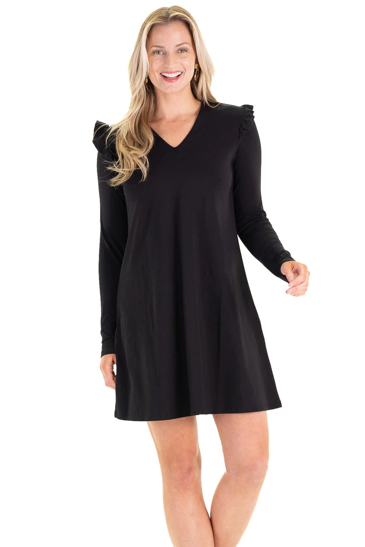 Duffield Lane Rebecca Ruffle Dress Black